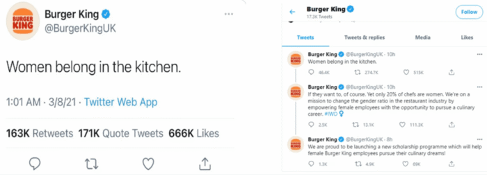 An infamous Tweet from Burger King.